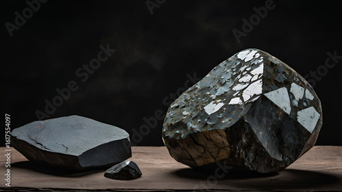 collage of a stone steel collage of a stone steel isolated on gray and black background,