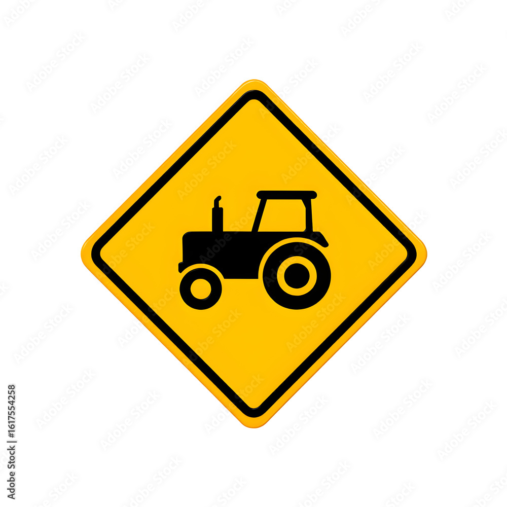 Naklejka premium Caution sign for tractors isolated on white background