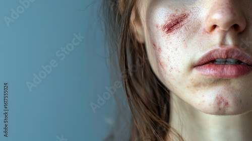 Bruised and swollen cheek after facial injury