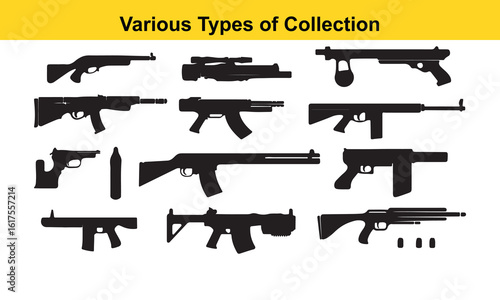 Silhouette Weapon Collection: Various Gun Types and Silhouettes