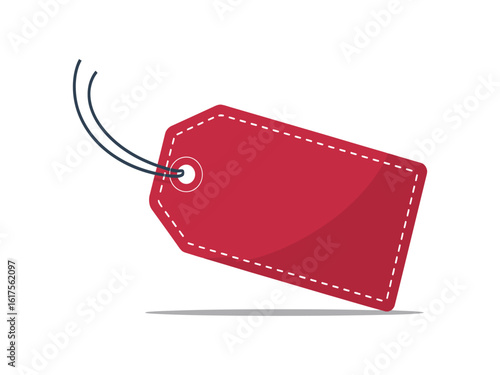 Red price tag vector illustration. Blank sale label icon isolated on white background for retail design.