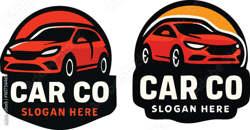 Car Company Logo Design Red Car Icon.