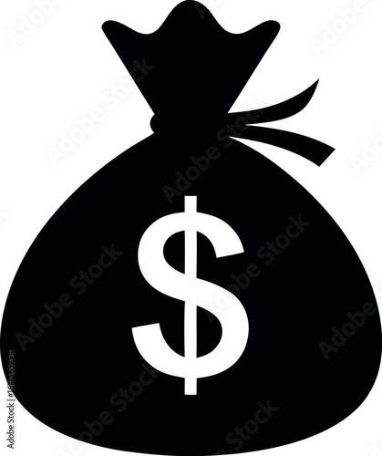 money bag black silhouette, money bag dollar symbol, money bag black vector