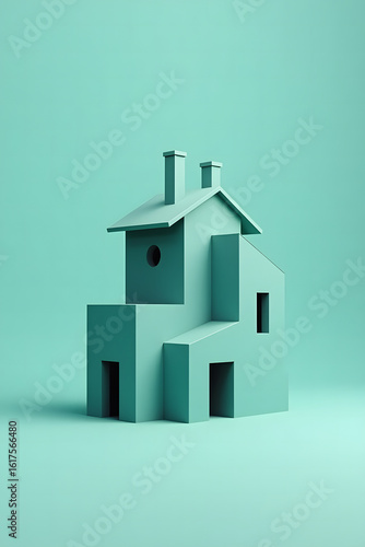 Playful Pastel House Model on a Minimalist Background