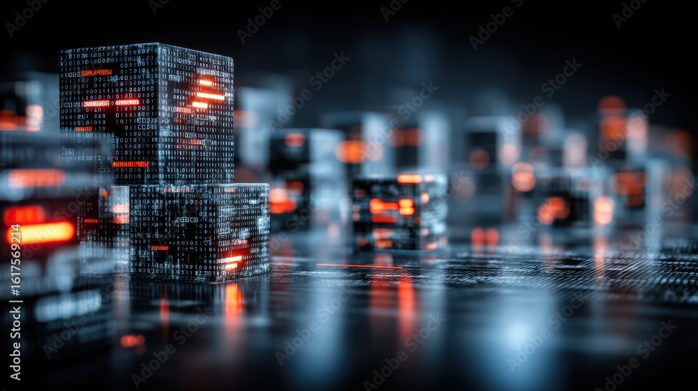Fototapeta premium Digital data manipulation in a futuristic environment abstract technology scene cybernetic landscape high-tech perspective