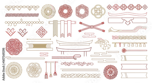 Collection of Elegant Japanese Knot and Design Elements