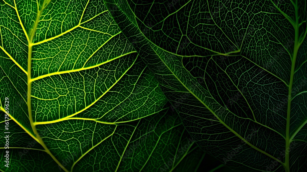 Obraz premium Close-up view of a leaf's intricate vein structure.