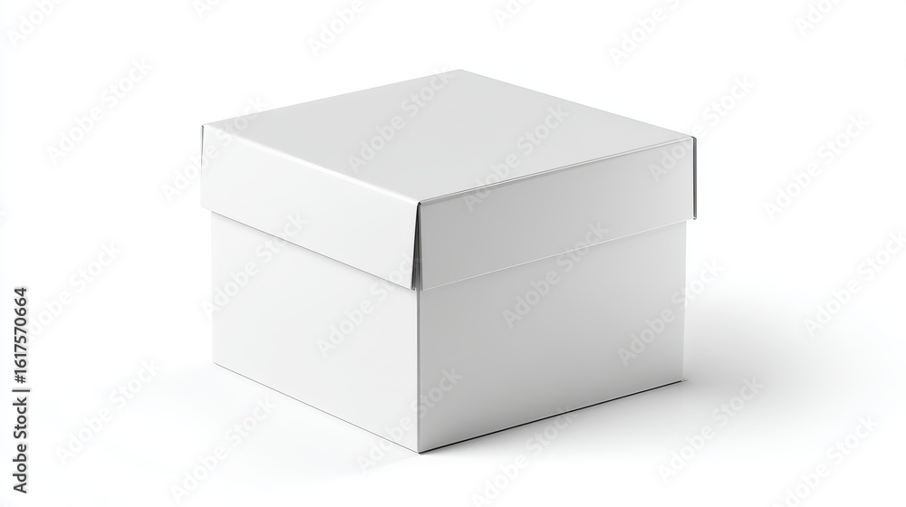 Blank white cardboard packaging box isolated on clean white background for branding, shipping, or product mockup Blank white cardboard packaging box isolated on clean white background for branding, shipping, or product mockup