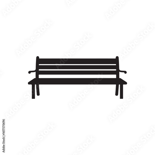 Park bench silhouette vector flat illustration design on white background