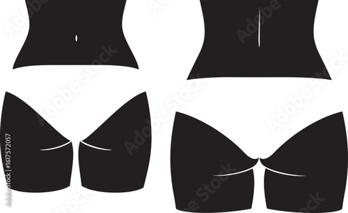 Female torso and buttocks silhouette comparison silhouette
