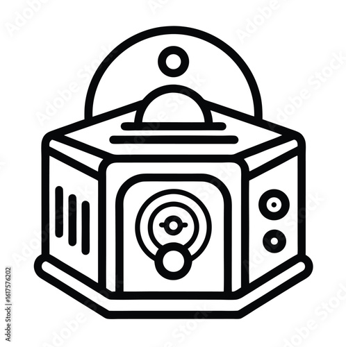 Minimalist audio player icon with sound waves and play button