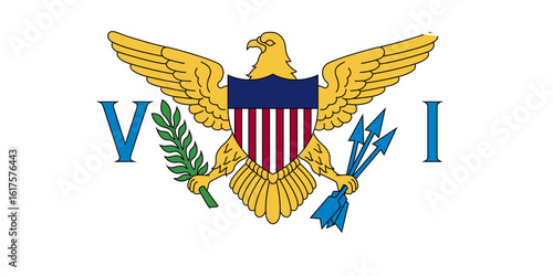 United States Virgin Islands Flag Vector with Eagle and Olive Branch on White Background