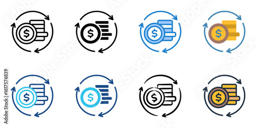 Revenue Streams icon set multiple style collection 
