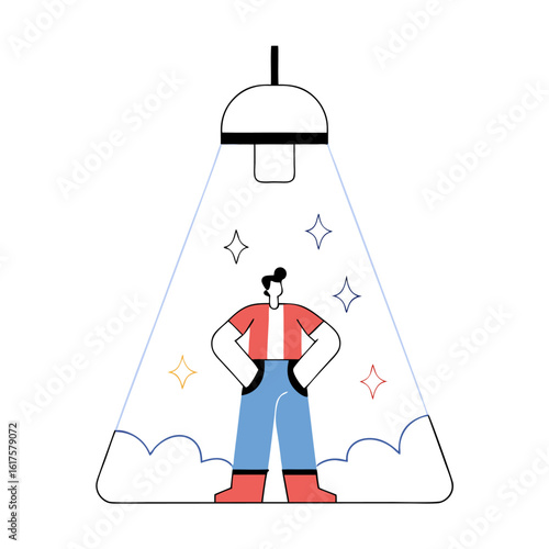 Freelancer Under Spotlight Lightbulb Concept Illustration