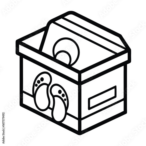 Black outline vector design of a home spa foot care box