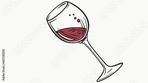 A glass of red wine sketch illustration on white background, ideal for wine tasting events and elegant celebrations