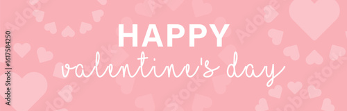 Happy valentine's day banner, pink heart love romance background design
