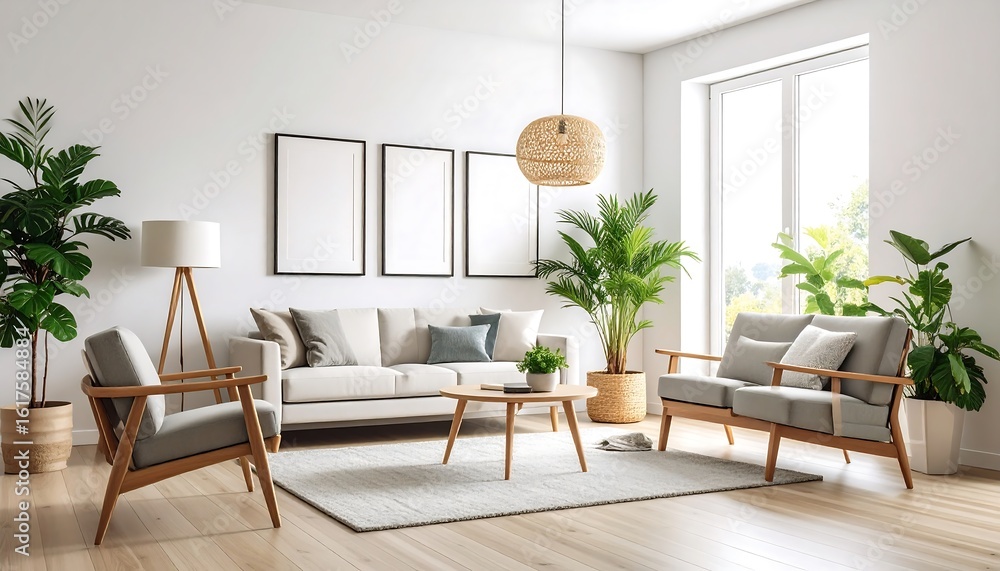 Fototapeta premium Modern, bright living room interior