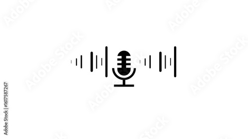 Voice Recording And Podcast Microphone Button Icon Animation .
