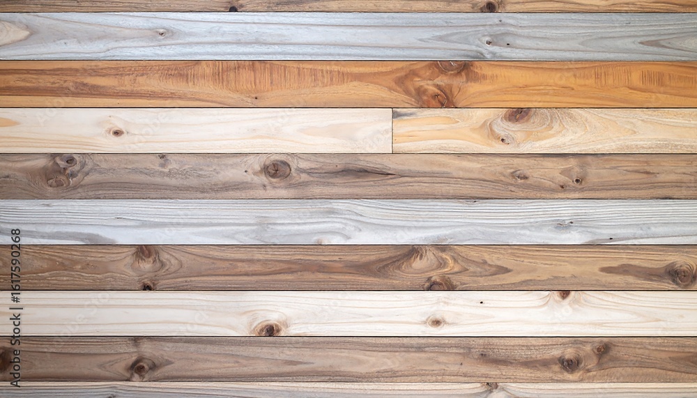 Naklejka premium Horizontal wooden planks in various shades of beige, brown, and white