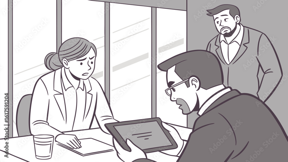 Professional businesspeople are working together on a laptop in an office meeting Professional businesspeople are working together on a laptop in an office meeting