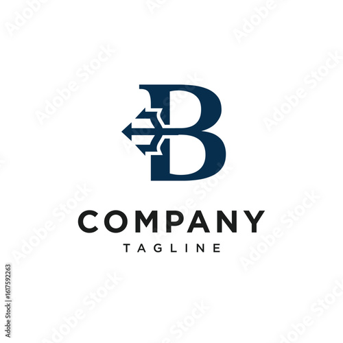 Letter B Trident Logo Icon vector
