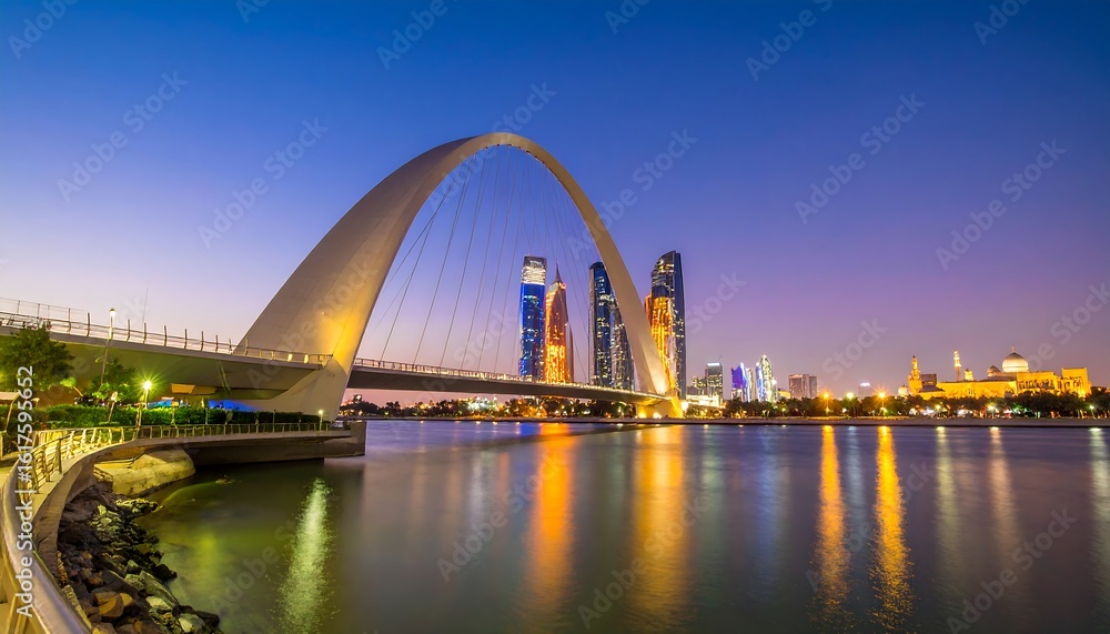 Obraz premium Modern city bridge at twilight