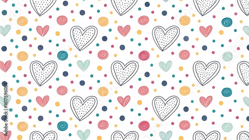 seamless pattern with hearts and flowers