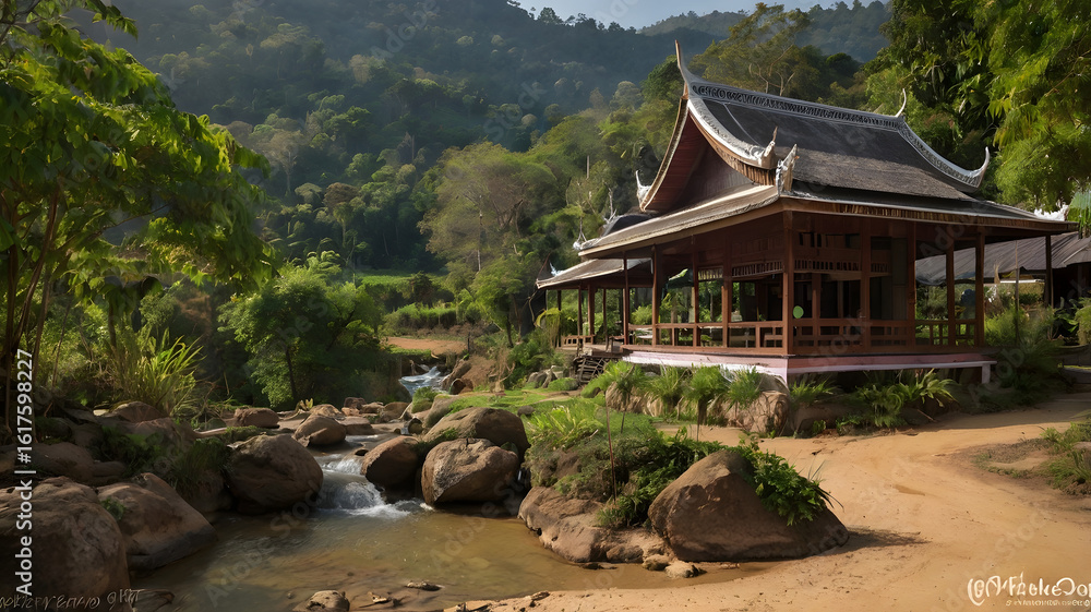 Obraz premium Pai, a small town in the valley, is full of its own unique charm.