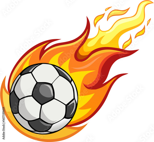 Flaming Soccer Ball Vector Illustration

