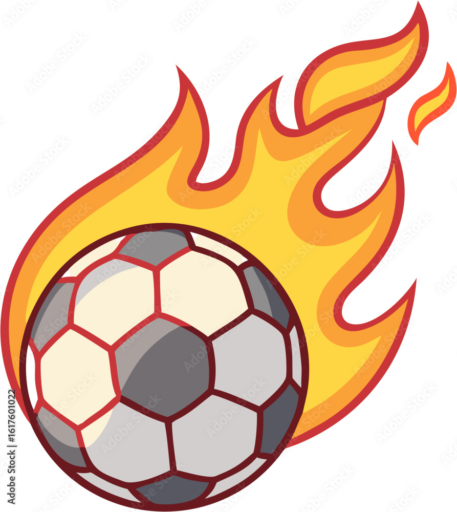 Fototapeta premium Flaming Soccer Ball Vector Illustration