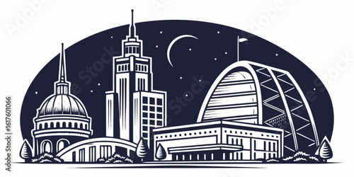 Silicon Valley City Vector: San Jose's Downtown, SAP Center & Famous Buildings