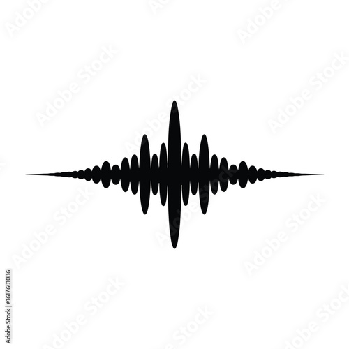 Black sound wave isolated on white background audio signal waveform
