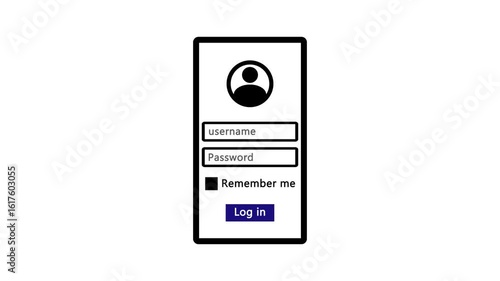Login Screen Animation In A White Background