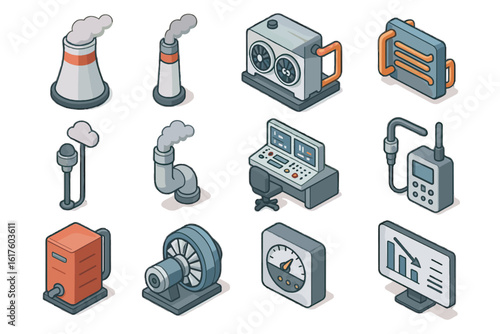 Capture vector emission analyzer carbon cooling smoke duct icon meter boiler gas