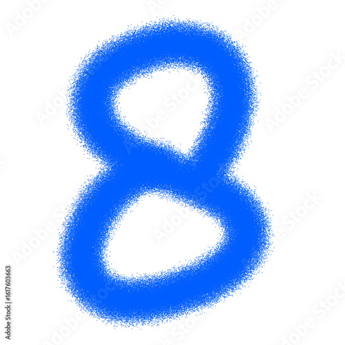 Glowing Blue Neon Number 8 Illustration with Soft Blurred Effect – Bold Handwritten Style for Digital Typography, Design, and Educational Use
