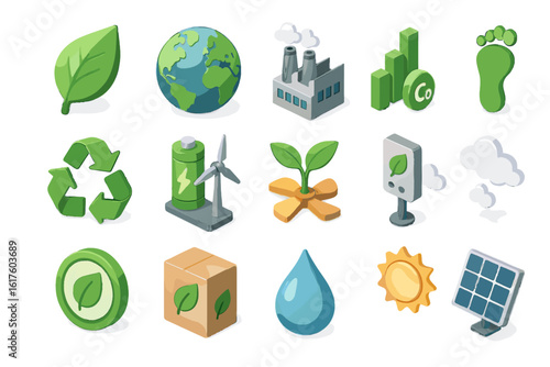 Recycle sustainability icons carbon capture vector badge resources factory energy icon chart