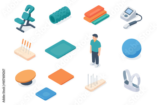 Chair device vector correction icons massage physical board icon biohacking heat therapy