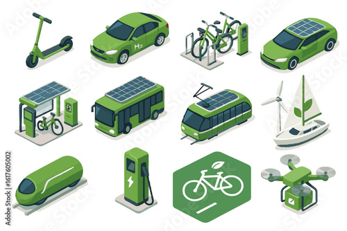 Fuel eco station vector roof scooter icon bike pod car hyperloop icons