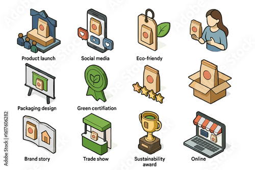 Edible experience isometric review award vector packaging media green show icon product