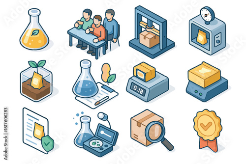 Barrier tester resistance prototype vector edible flask icon moisture packaging quality testing