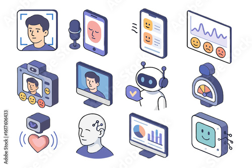 Ai analysis mood emotion graph data assistant facial app emotional vector icon
