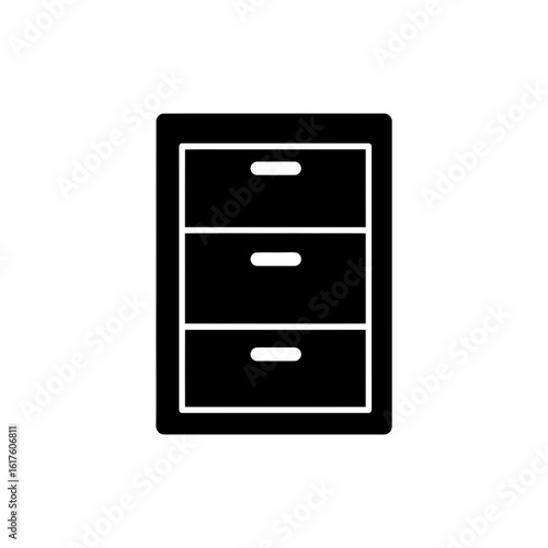  Filing cabinet black filled icon office storage furniture