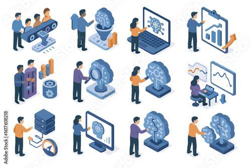 Detection overfitting tuning ai retraining icon update data training validation error vector