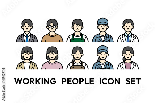 働く人々のベクターアイコンコレクション - 男性と女性