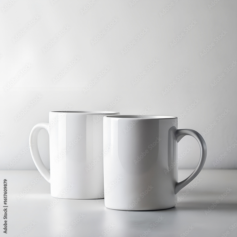 Fototapeta premium Minimal Cup Pair – One Front, One Side – Branding Scene