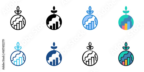 Green Tech Investment icon set multiple style collection 
