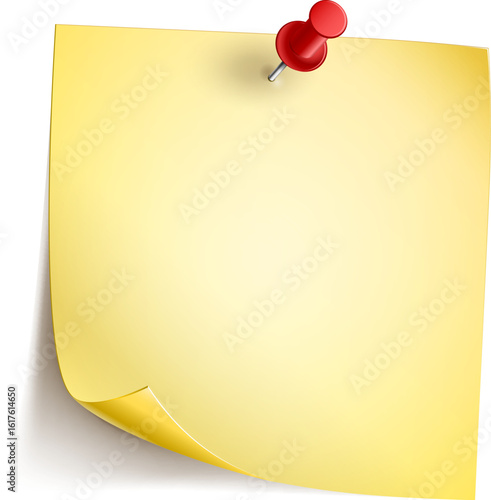 yellow sticky note with push pin