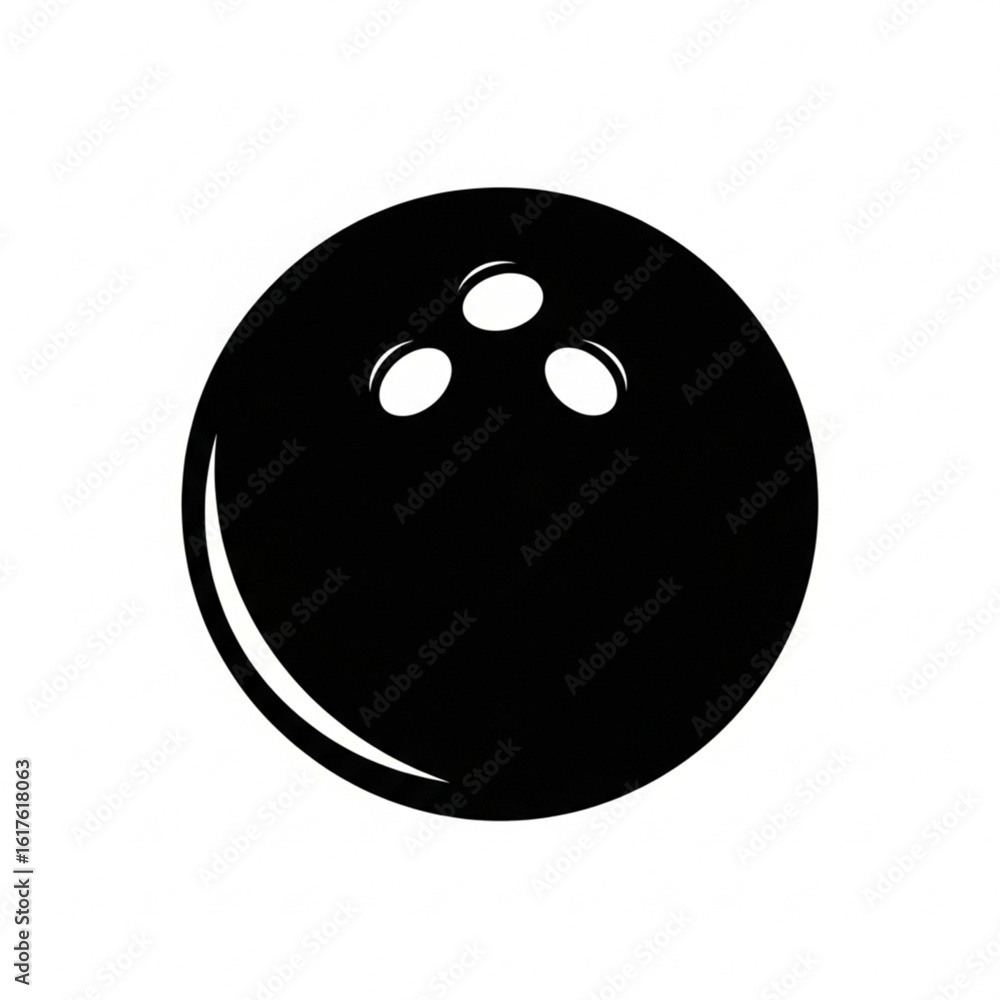 Fototapeta premium Silhouette of a bowling ball, showing three dimples.
