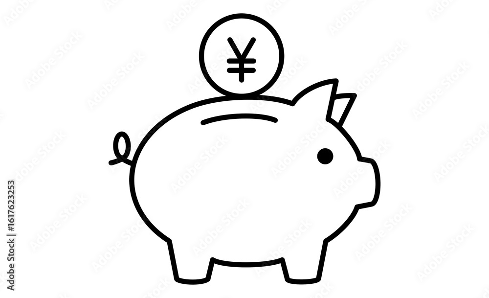 Obraz premium 節約や貯蓄を示す豚の貯金箱イラストアイコン